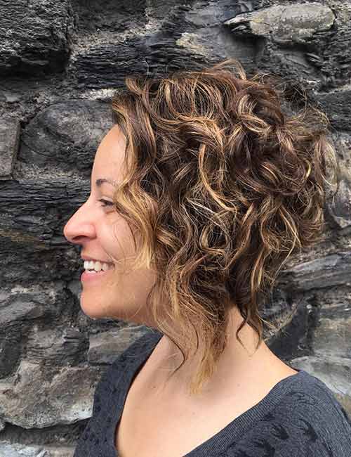 Tousled curly bob hairstyle