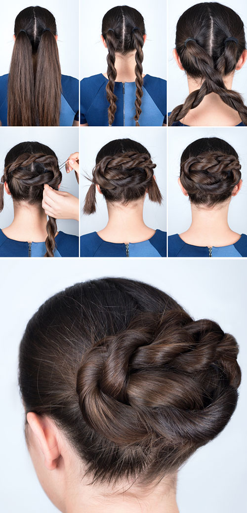 Two braided updo for medium hair