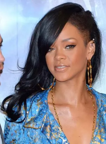 Rihanna sporting her wavy flare and side shaved hairstyle