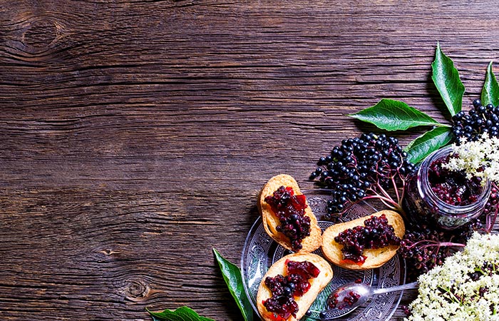 Toasts with elderberry jam