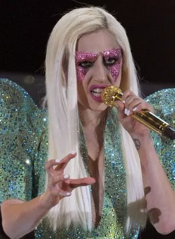 Lady Gaga's white hair and glitter hairstyle
