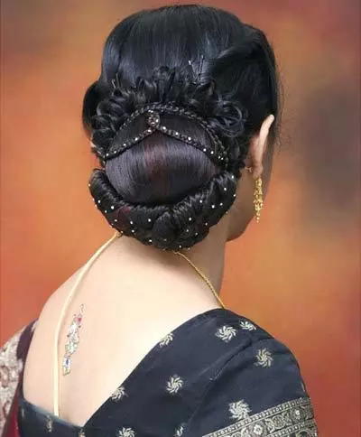 South Indian back bun hairstyle for girls