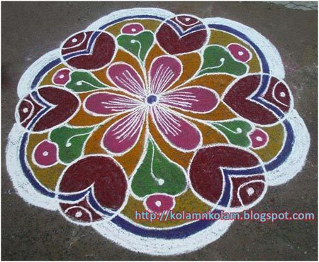 Rangoli design using shapes for pongal