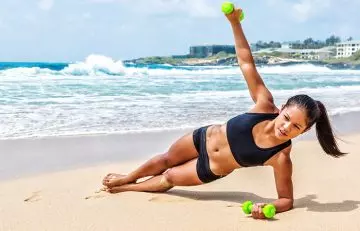 Triceps side plank with dumbell raise workout for women