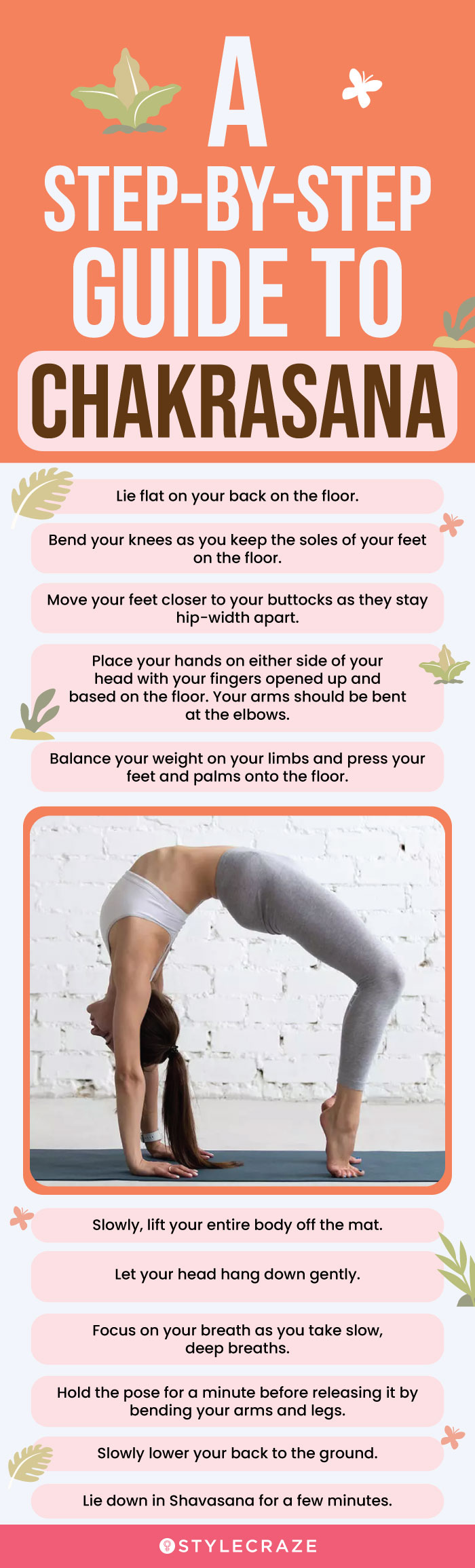 a step by step guide to chakrasana (infographic)