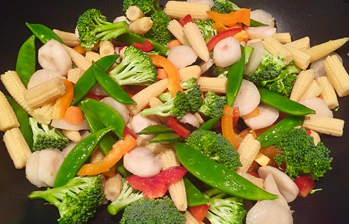 Water chestnuts and veggies