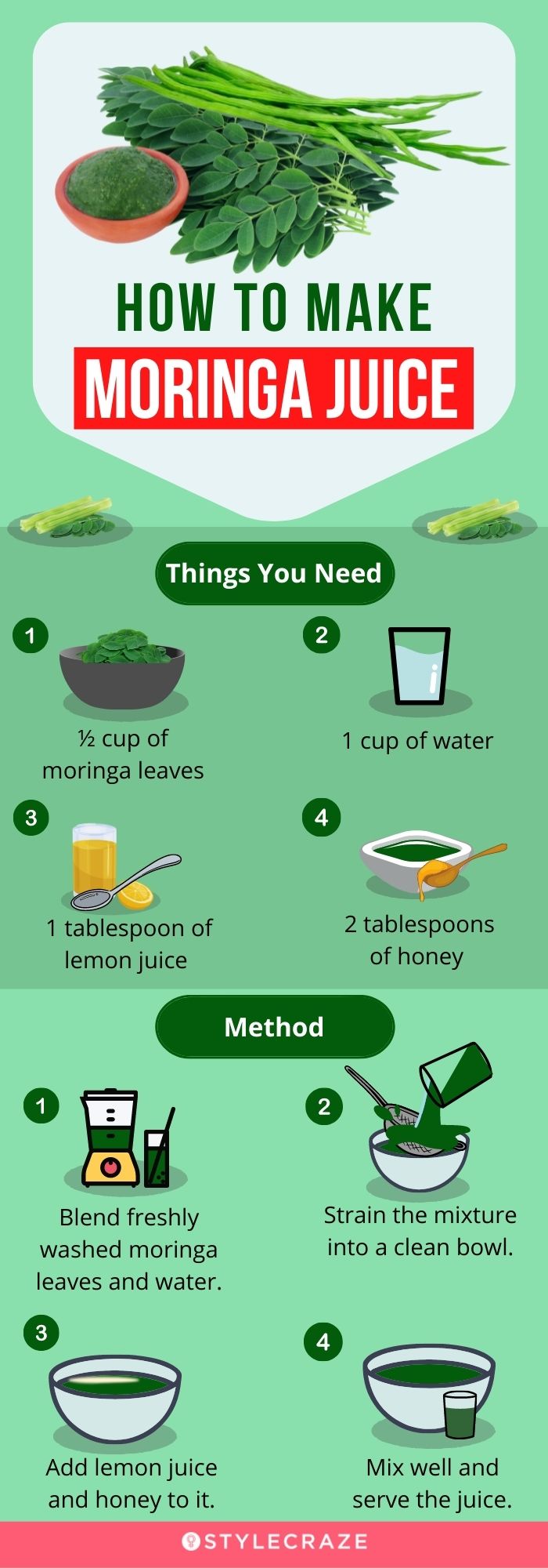 how to make moringa juice (infographic)
