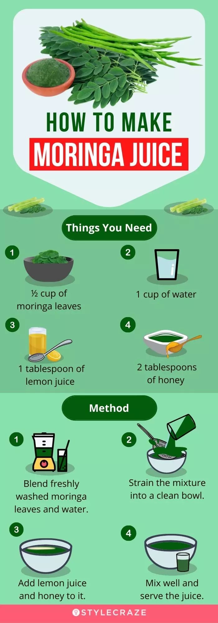 how to make moringa juice (infographic)
