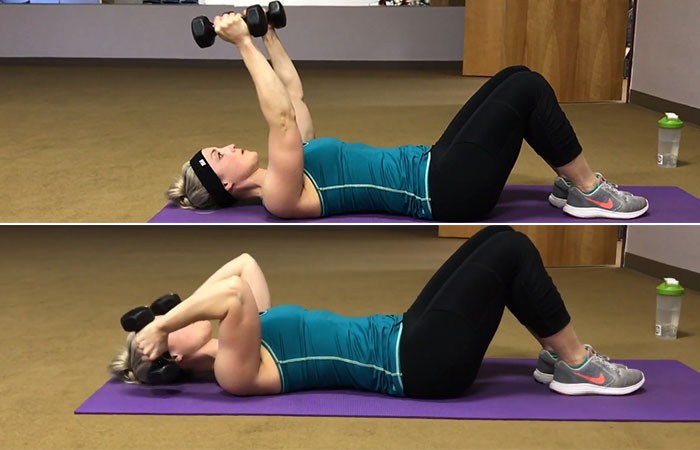 Lying triceps extension workout for women
