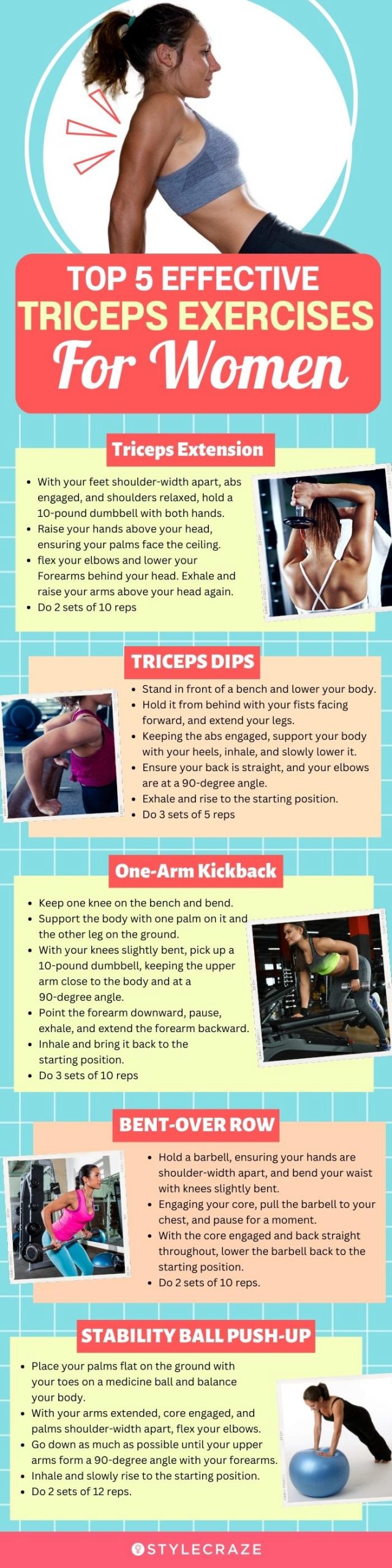 top 5 effective triceps exercises for women (infographic)