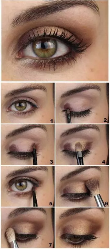 Makeup tutorial for brown and gold soft eye