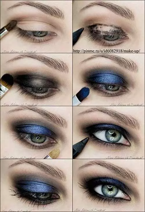 Makeup tutorial for metallic blue smokey eyeshadow