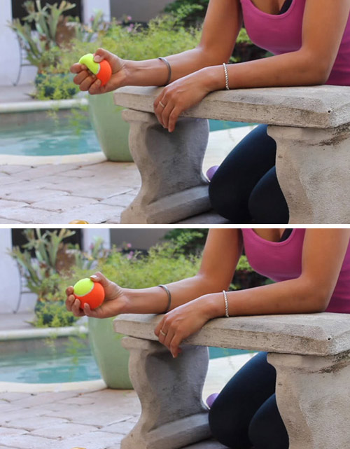 Wrist exercise with tennis ball