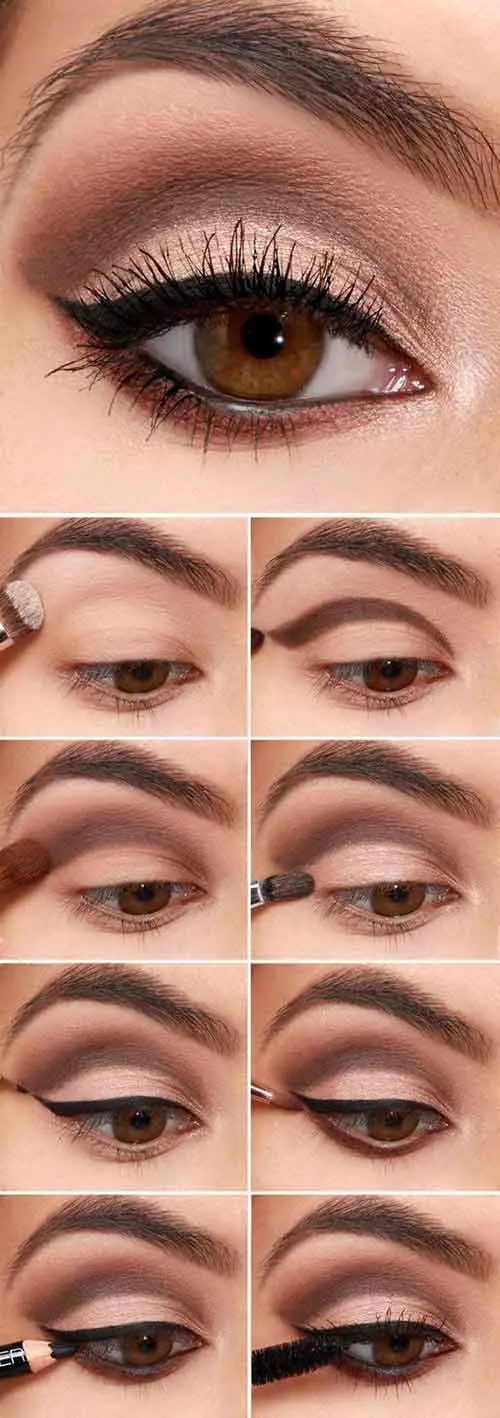 Makeup tutorial for the brown cut crease and black eyeliner