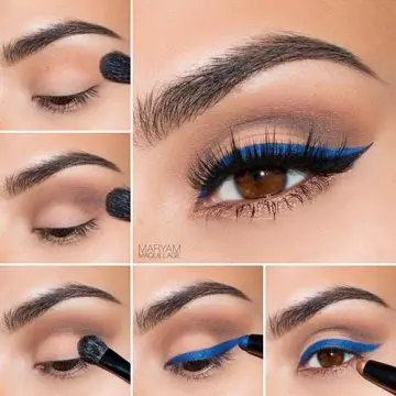 Eye makeup tutorial for blue winged liner