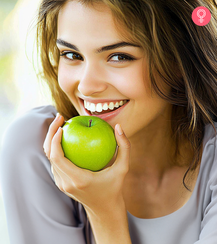 Women Eating Apple For Weight Loss