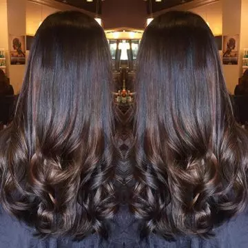 Black with chocolate color hair highlight