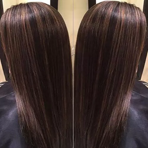 Black with coffee color hair highlight