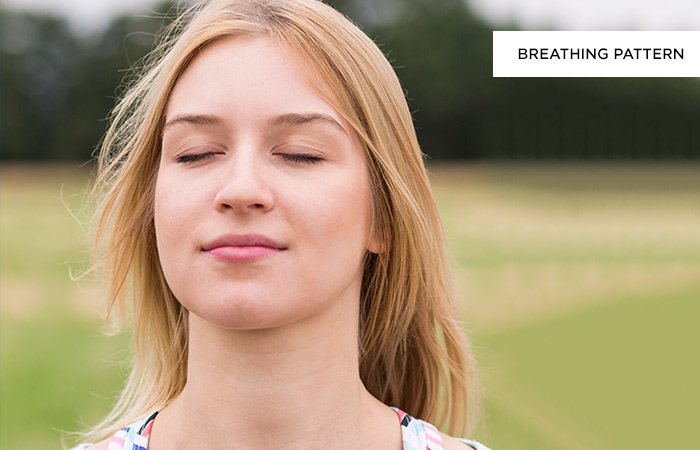 Step 3 of the om meditation pose is breathing correctly in a pattern