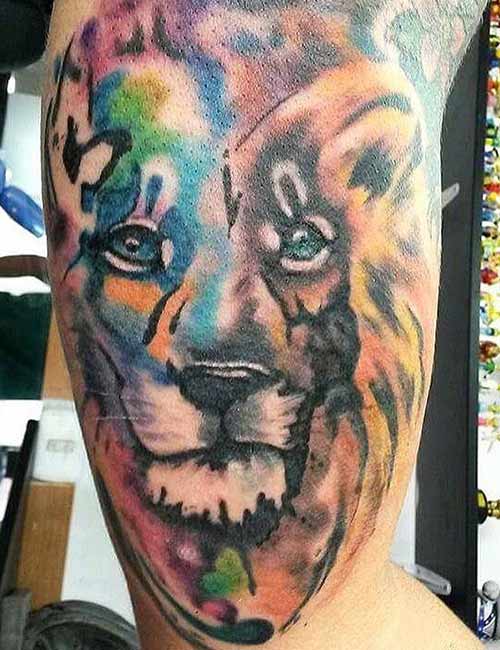 Colorful Lion Tattoo