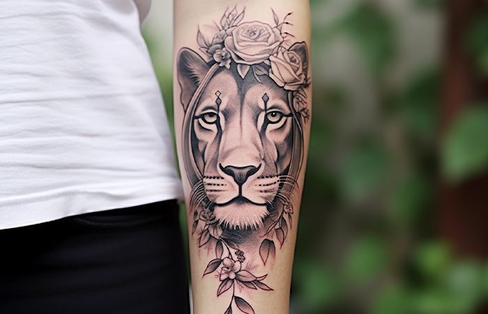 Female lion lioness tattoo