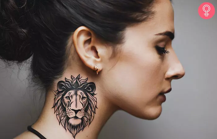 Lion tattoo on the neck