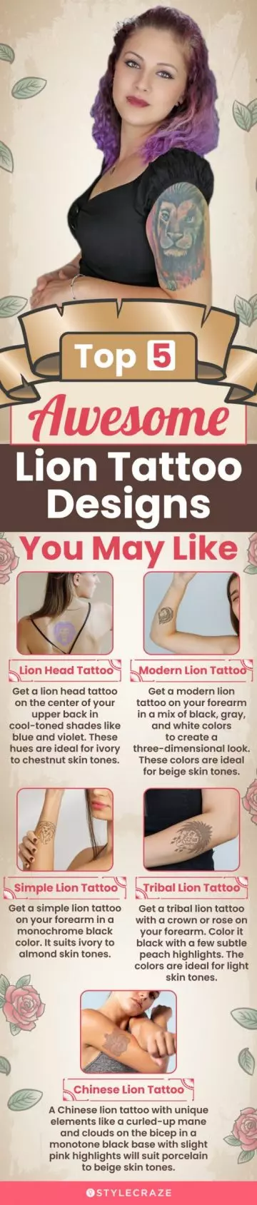top 5 awesome lion tattoo designs you may like (infographic)