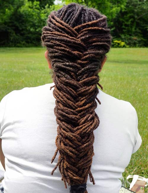 Dreadlocks fishtail hairstyle