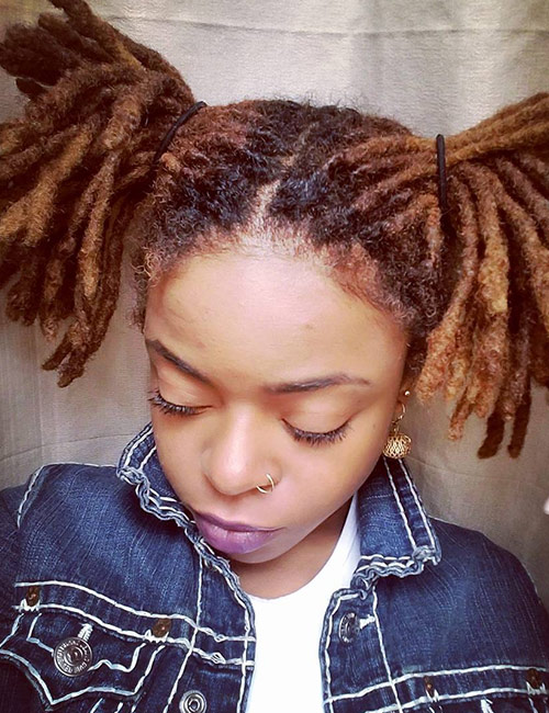 Two dreadlocks ponytails hairstyle