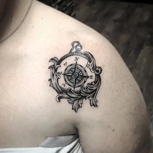 Bicep compass tattoo design