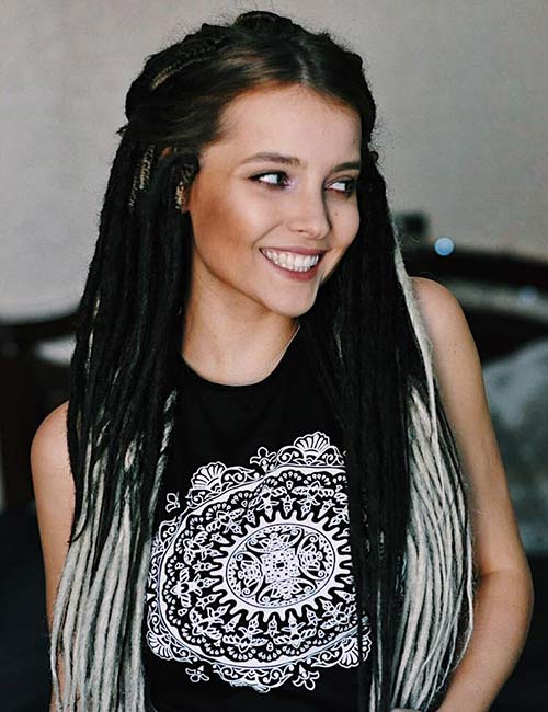 Two colored dreads hairstyle