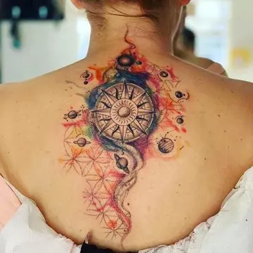 Celestial compass tattoo design
