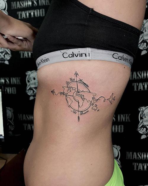 Map compass tattoo design