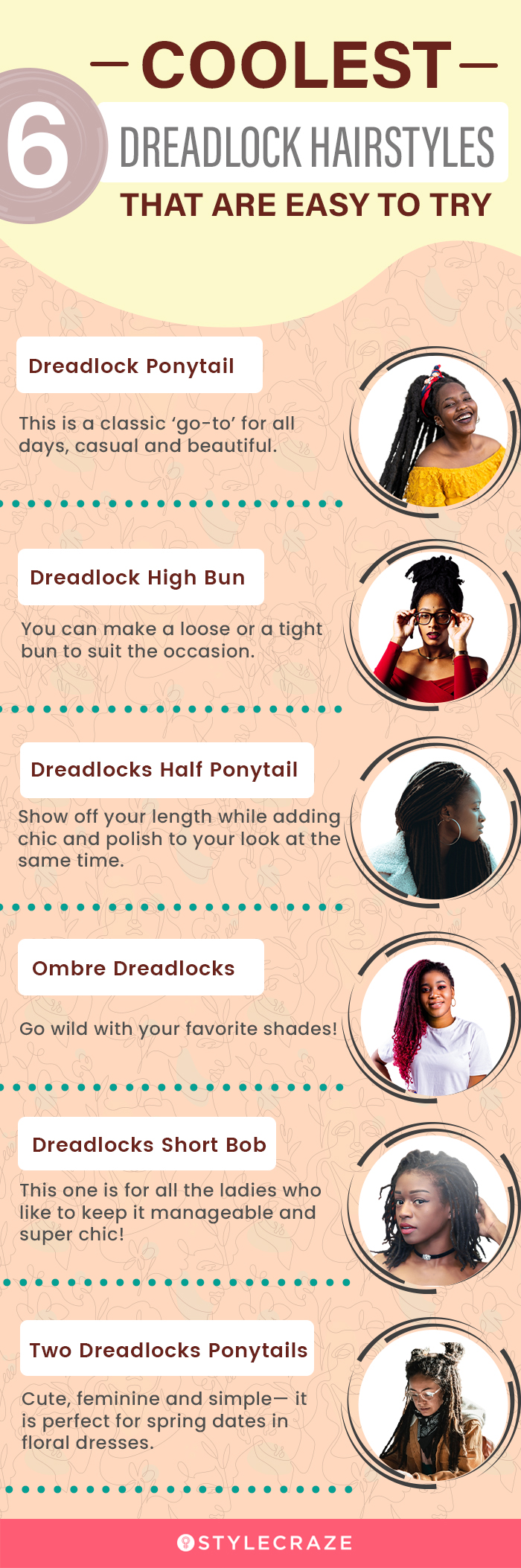 6 coolest dreadlock hairstyles [infographic]