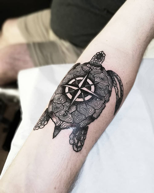 Animal compass tattoo design