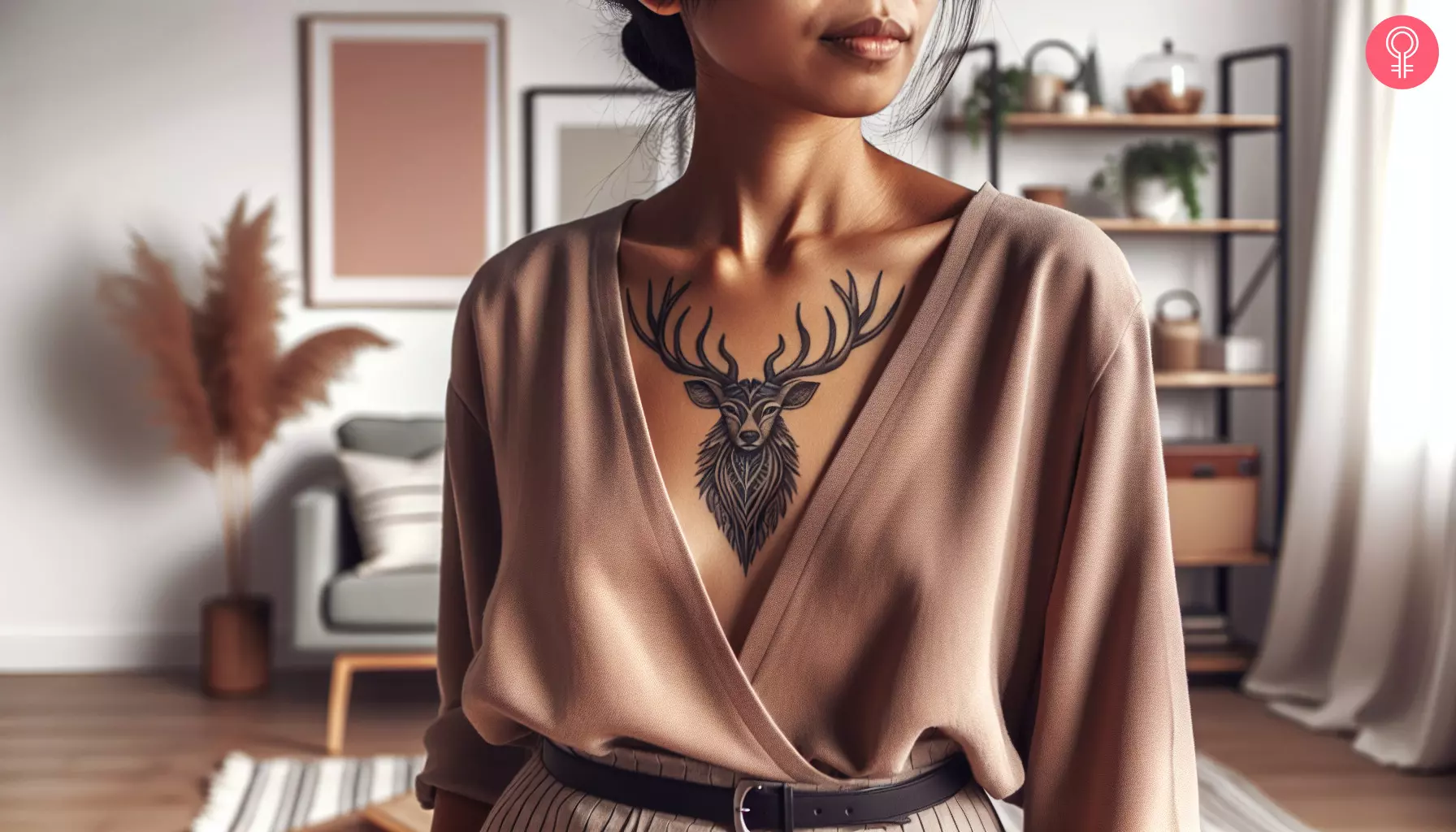 A deer tattoo on the chest