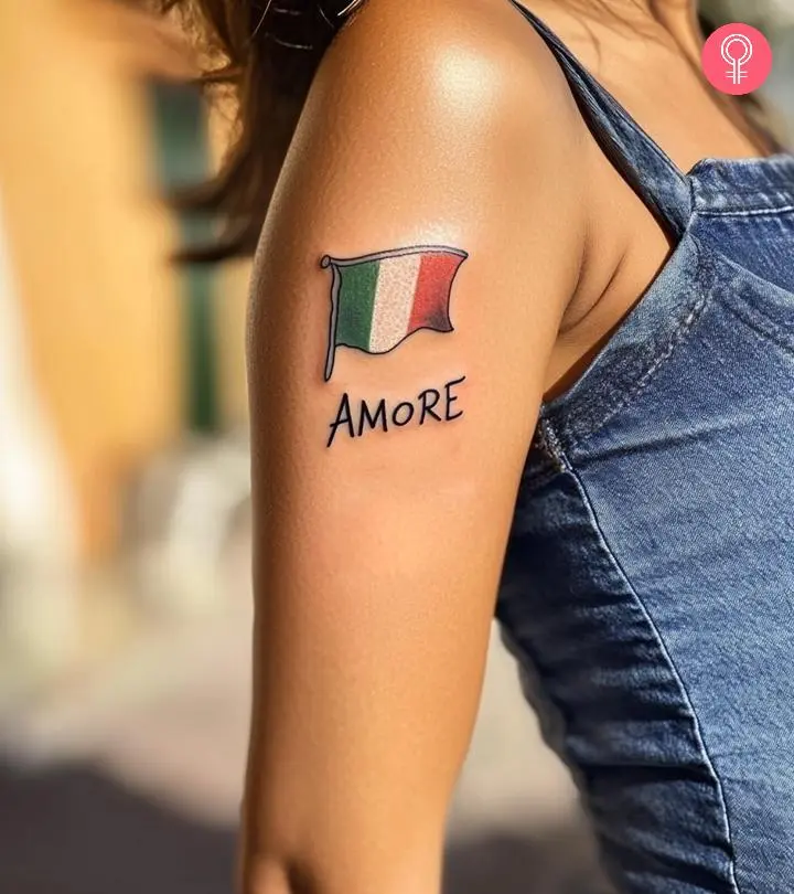 A woman with italian tattoo