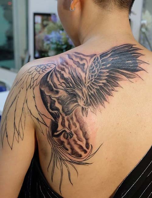Projeto de tatuagem Phoenix no ombro com significado