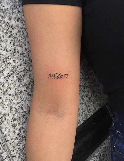Love Name Tattoo On Elbow
