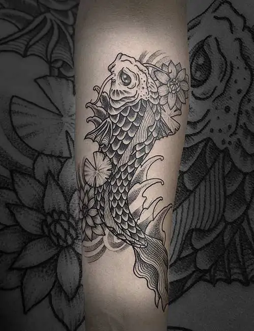 Angry koi fish tattoo design