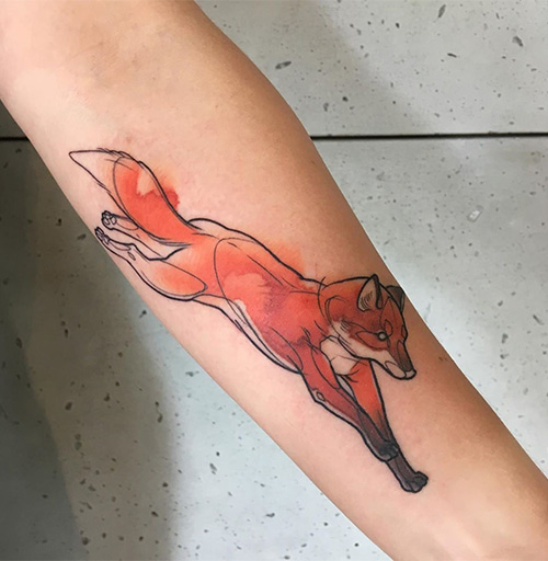 Watercolor animal tattoo design for forearm