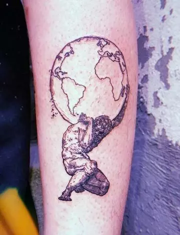 Atlas Greek mythology tattoo on sleeve