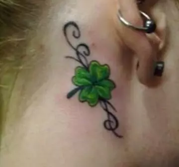 Behind-the-ear shamrock tattoo design