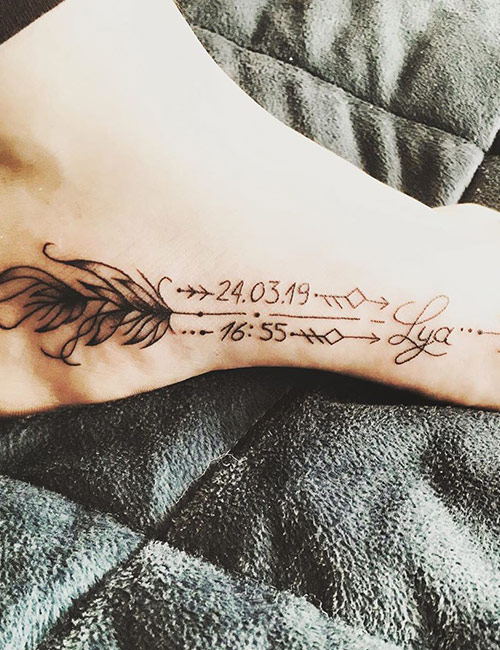 Name And Date Of Birth Tattoo On Ankle