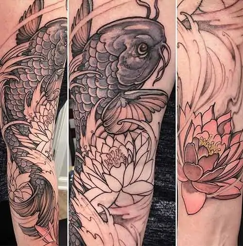 Black koi fish tattoo design