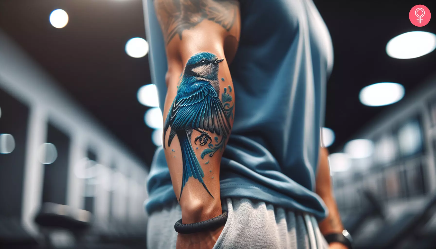 Bluebird tattoo on the forearm of a man