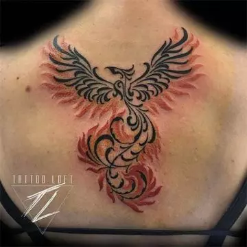 Burning fire phoenix tattoo design