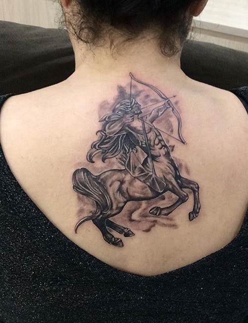 Centaur Greek mythology tattoo on back