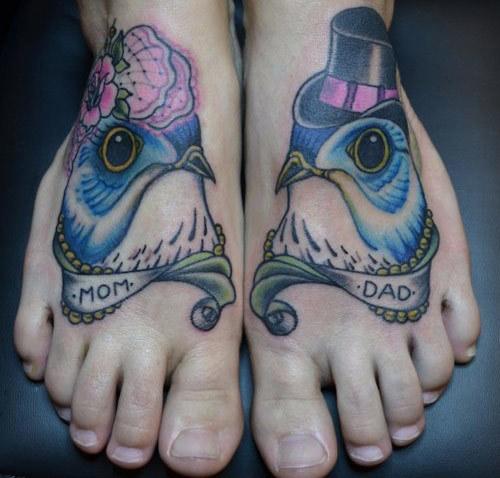 tatuagem de pai e mãe de galinha