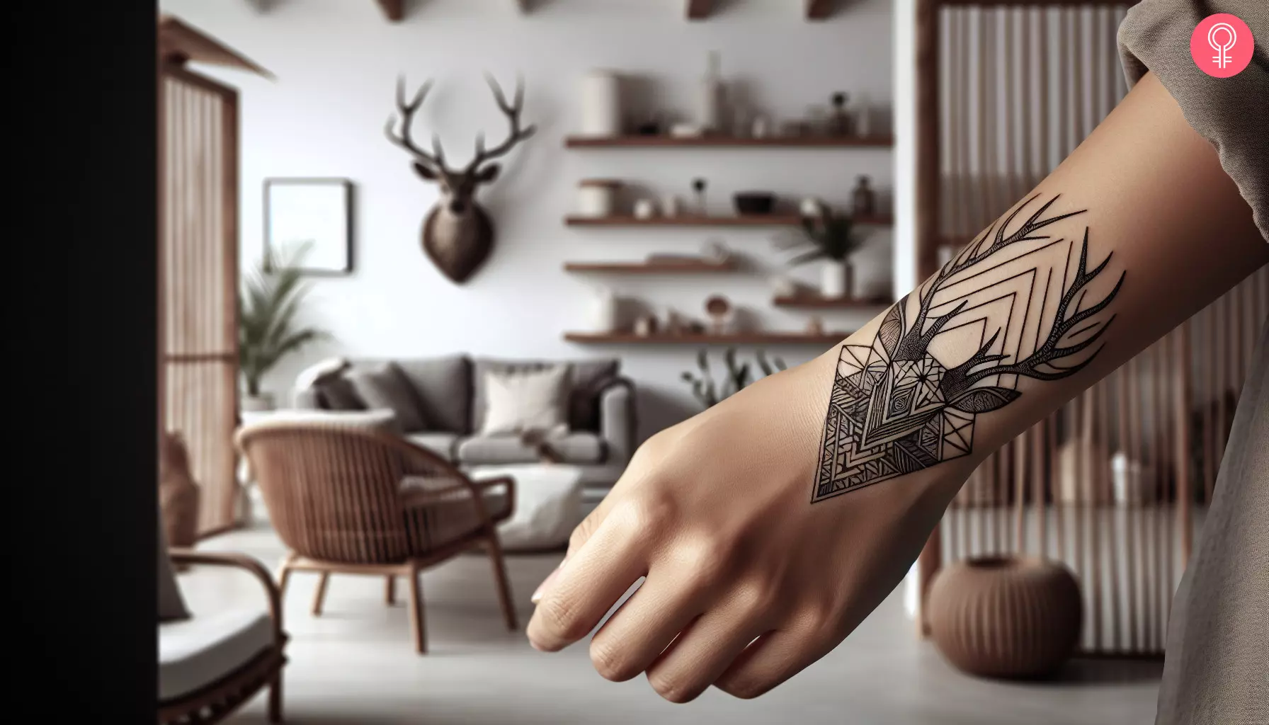 Deer antler tattoo on the wrist